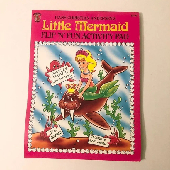 Vtg Hans Andersens Little Mermaid  Flip and Fun Activity Pads 2 Colouring Books - Picture 10 of 16